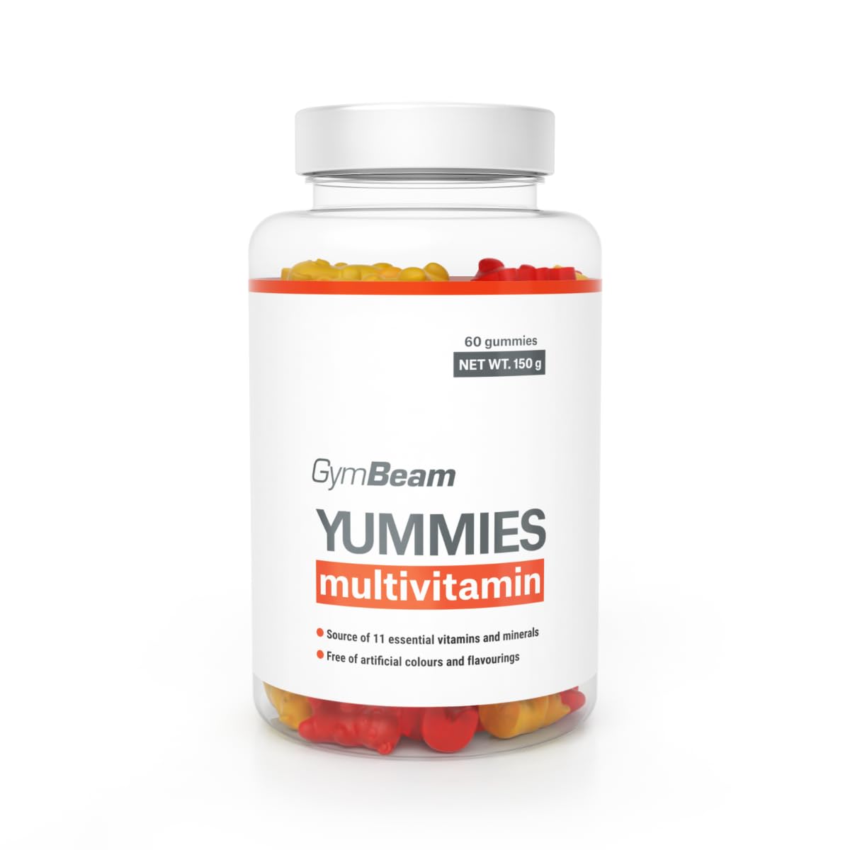 GymBeam Multivitamin Gummies – Multivitamin mit elf Vitaminen und Mineralien, 60 Kapseln