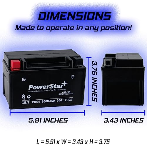 Powerstar 12V 8Ah Sealed Maintenance Free Ytx7A-Bs Go Cart Moped Atv Scooter Battery #TOP7