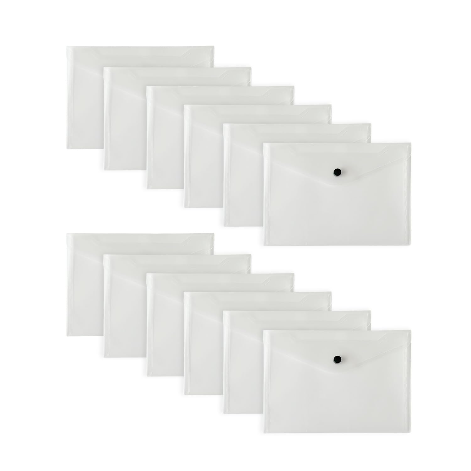 Pack of 12 Clear Janrax A5 Wallets – Strong Polypropylene Document Folders with Press‑Stud Fastening, Holds 150 Sheets