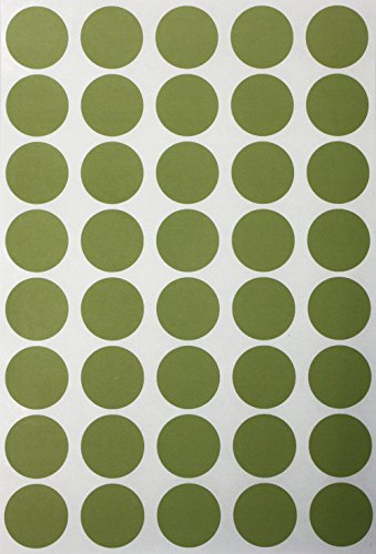 Round Color Coding Labels 19mm, Olive Dot Stickers Sheets 3/4 inch, 4320-Pack by Royal Green