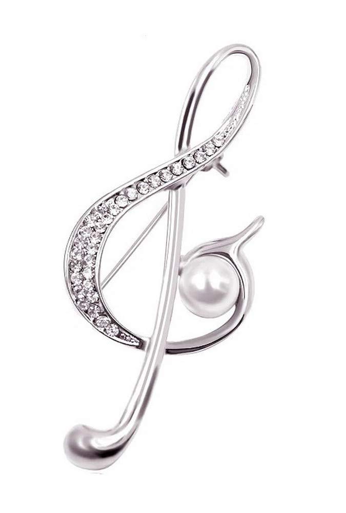 Broche Fantaisie Clé De Sol Noire Et Dorée Avec Strass Blanc - Neuf Sans Emballage