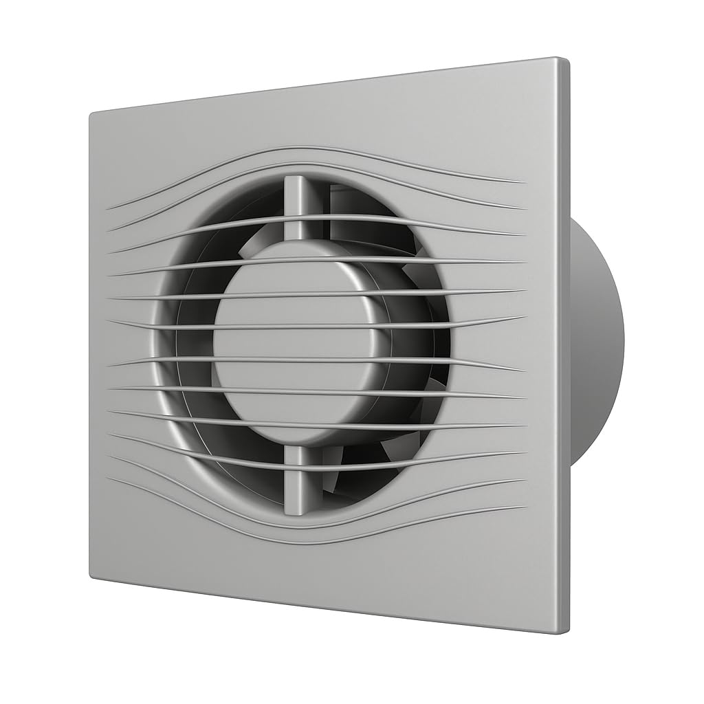 Ventilatore da bagno 100 mm silenzioso 25 dB con valvola di ritiro – Ventilatore da parete e soffitto per bagno, WC e doccia, risparmio energetico 7,8 W, 90 m³/h, cuscinetto a sfera motore, Slim