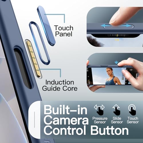 Image of JETech Magnetic Case for iPhone 17 6.3-Inch Compatible with MagSafe, Shockproof Slim Phone Cover with Built-in Camera Control Button, Matte Translucent Back (Storm Blue)