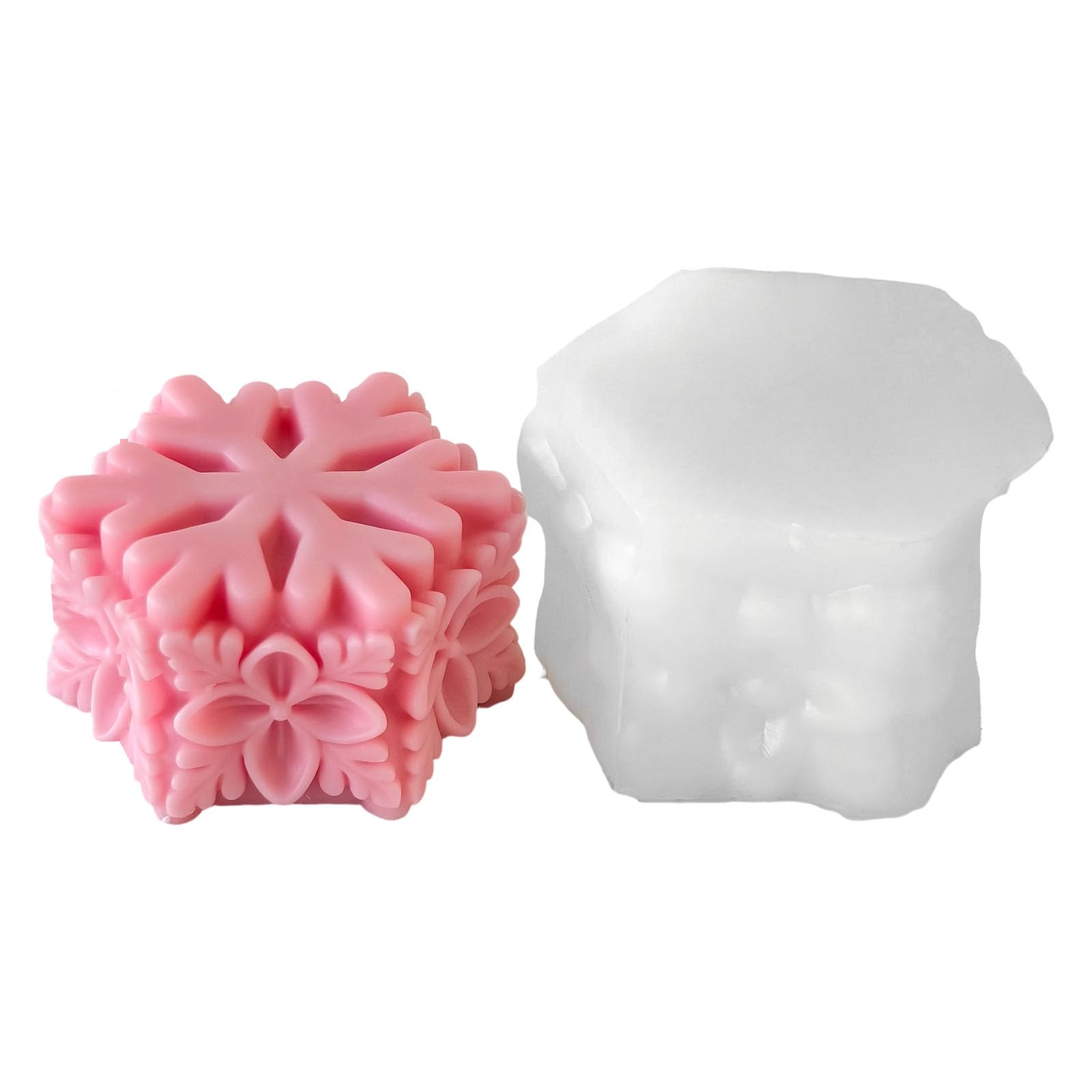 ZEPFJHE Christmas Epoxy Resin Candle-s Molds Snowflake Pillar Silicone Casting Mouldss Ornament Plaster Craft Snowflake Pillar Candle-s Silicone Molds