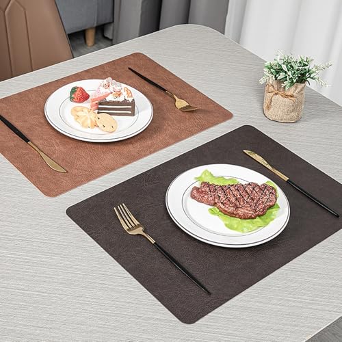 Set de table imperméable Beydodo en cuir PU lavable et réversible double face - 4