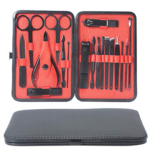 Nail Clipper Set, GIDIBII Luxury 18 in 1 Stainless Steel Nail Clipper Kit, Manicure Pedicure Care Tools with Portable Travel Case
