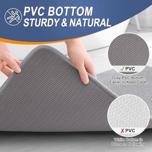 Image of OLANLY Thick Memory Foam Bathroom Runner Rugs 59x24, Extra Soft Absorbent Long Bath Rug, Quick Dry, Machine Washable Bath Mats, Non-Slip Mat for Bathroom, Tub and Shower, Home Decor Accessories, Grey