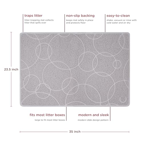 Image of Ubbi Pet Cat Litter Mat, Non-Slip Litter Trapping Mat for Litter Box Area, Easy-Clean Floor Protection, Modern Design, Gray