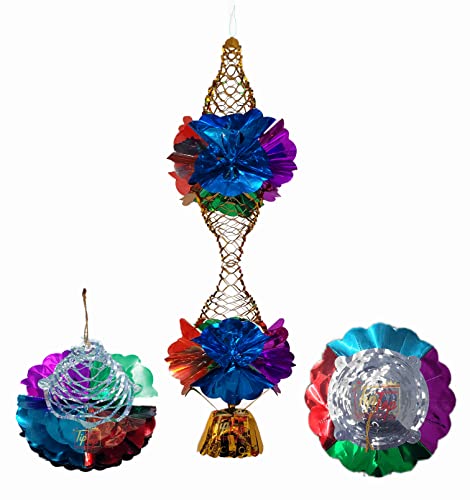 Image of Classic Metallic Folding Paper Hanging Lamps Chandeliers Garland (Multicolor) (Sun Flower Lamp, 12 Pieces)