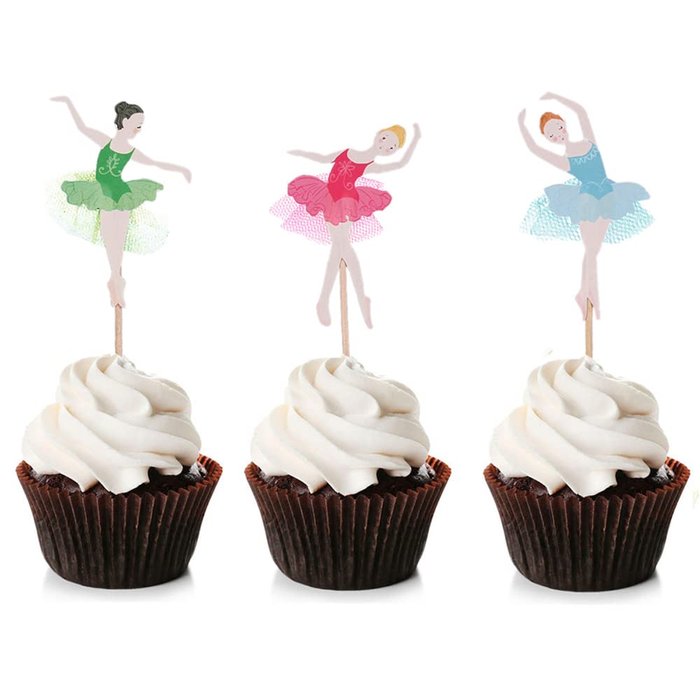 24 Piezas De Decoración De Bailarina Para Cupcakes Ensamblados Coloridos Bailarines De Ballet Para Bebé, Niña, Tutú Bailarín, Decoración De Pasteles Para Baby Shower, Temática De Ballet, Suministros