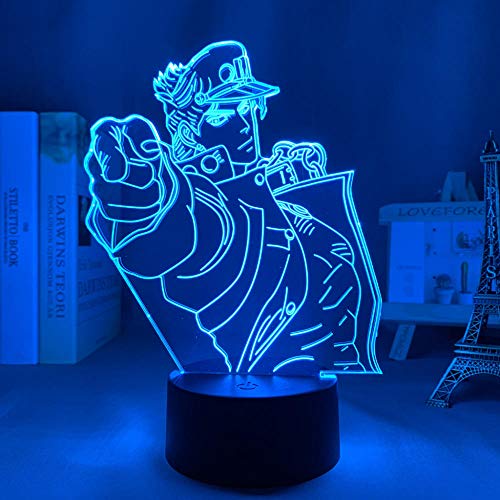 3D Night Lights Anime Jojo Bizarre Adventure Jotaro Kujo Dormitorio Decoración Ilusión Light Hijo Jojo LED Manga Lámpara Regalo de cumpleaños-7 colores sin remoto Cover