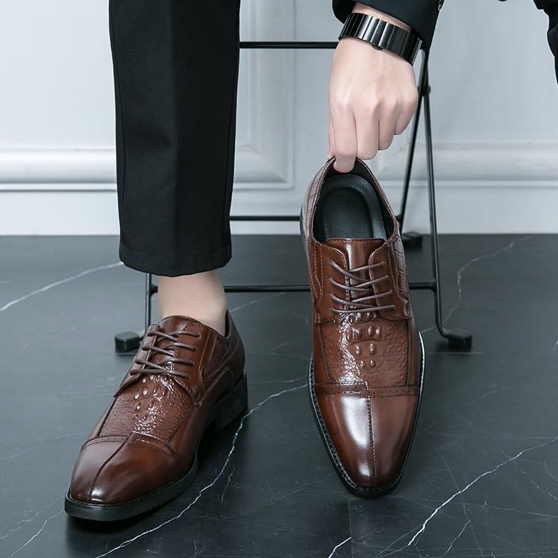 Dress Oxford Formal Shoes for Men French Leather Casual Anti-Slip Slip Resistant Rubber Sole Shoe Prom Cap Toe Design Vintage Lace Up3