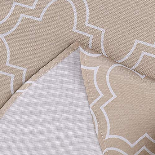 Aoohome 60 Inch Round Geometric Tablecloth, Polyester Spill-Proof Water Repellent Geometric Quatrefoil Table Cloth For Holiday Party, Gathering, Machine Washable, Heavy Weight, Khaki #TOP3