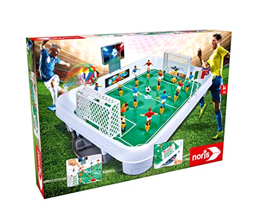 Noris 606174469 – Table de Football – Le Football Arena Amusant pour Toute la Famille – avec indicateur de Niveau – Dimensions totales 25 x 34,5 cm, à partir de 4 Ans