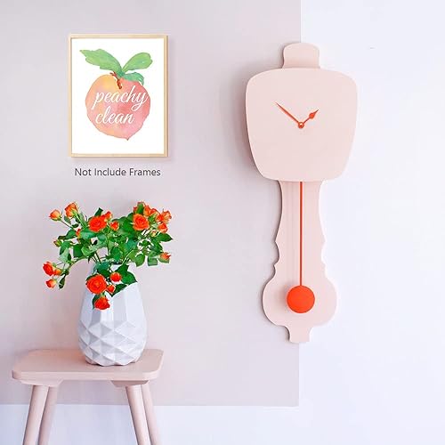 Miniatura 6 de XUOIAYNB Impresión artística de acuarela de melocotón rosa, fruta de melocotón dulce con cita inspiradora, arte de pared (8 x 10 x 6 piezas, sin