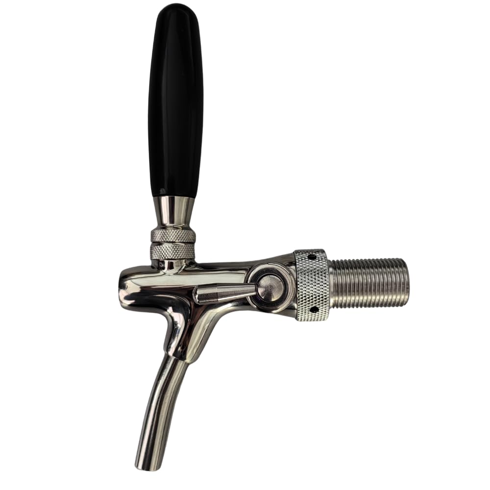 Profi Edelstahl Kompensator-Schankhahn mit Schaumtaste 35mm Gewinde Chrom