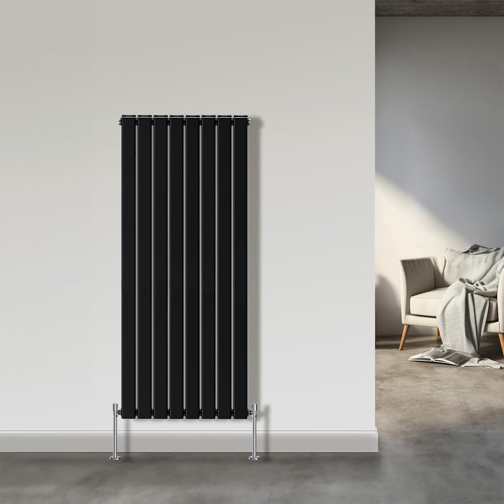Nrg Black 1600X544mm Double Flat Panel Designer Tall Vertical Radiator Central Heating