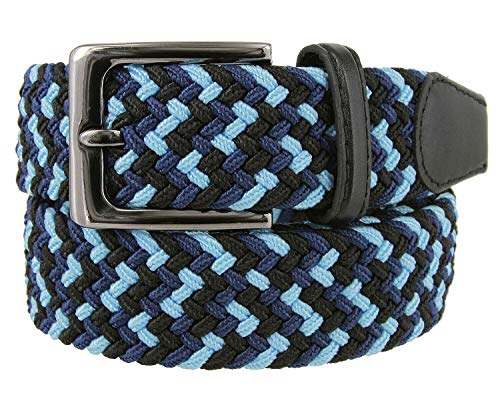 Belts.com Braided Elastic Stretch Belt Casual Weave Canvas Fabric Woven Belt 1-3/8