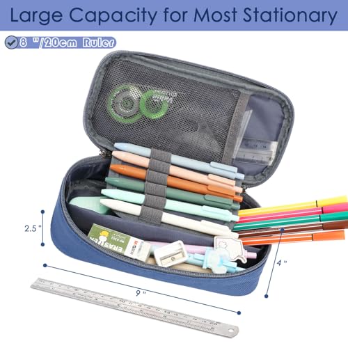 Image of FlowFly Large Capacity Pencil Case for Kids, Boys & Girls - Zippered Multi-Functional Pen Pouch, Soft & Portable Pencil Bag for School, Teens, Students, Cyan