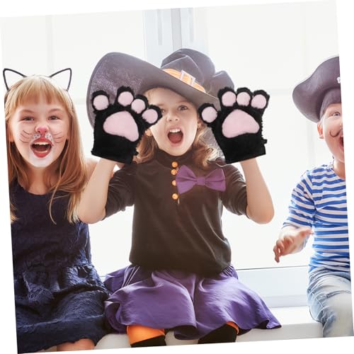 GALPADA 1pair Plush Cat Claw Gloves for Boys and Girls Adorable Animal Paw Mittens for Winter Cosplay and Costume Parties Cute Fingerless Design Soft and Comfortable Plush Material4