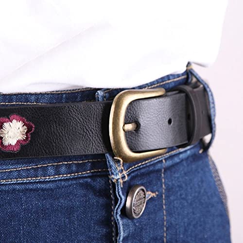 gofidin Women's PU Leather Waistband Casual Flower Embroidered Decoration Ladies Belt Versatile Fashion Retro Belt3