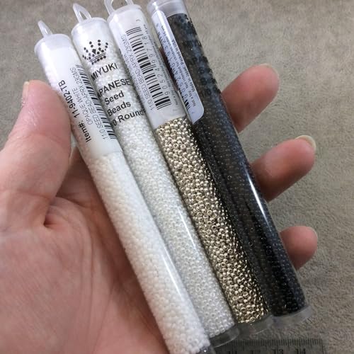 Galvanized Silver Miyuki Japanese Round rocailles Glass Seed Beads 11/0 Approximately 23 Grams 5-inch Tube4