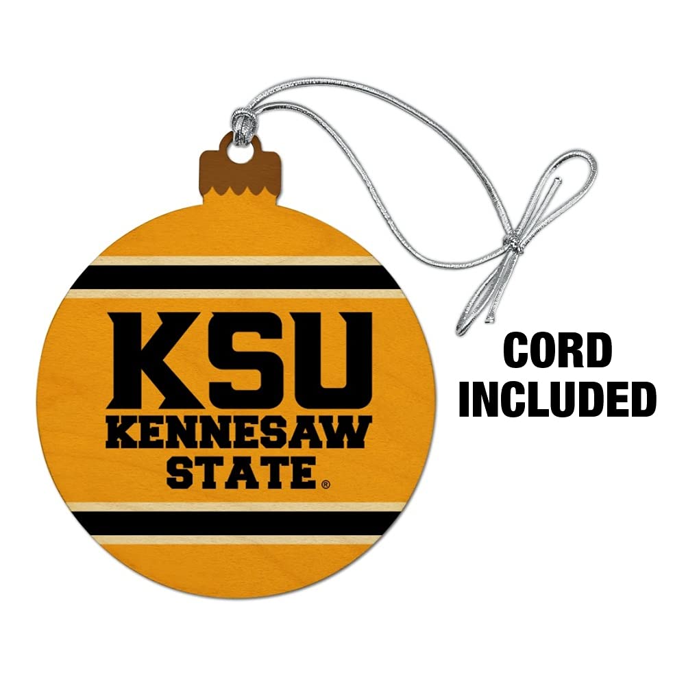 GRAPHICS & MORE Kennesaw State KSU Stripes Wood Christmas Tree Holiday Ornament