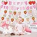 SEPGLITTER Strawberry First Birthday Party Decoration, Berry 1st Birthday Monthly Photo Banner 12 Months Photo Display Garland for Girls Baby Shower Berry Sweet Pink Decorations Party Supplies
