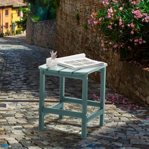 Yoleny Outdoor Side Table, Hdpe Adirondack Table, 19 Inch Patio End Table, Perfect For Graden, Backyard, Pool, Front Porch, Blue #TOP6