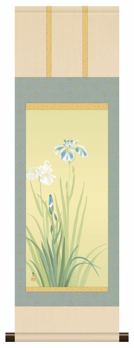 Amazon.co.jp: 10年保証 掛け軸 ミニ掛け軸 和風 名画複製画 花あやめ