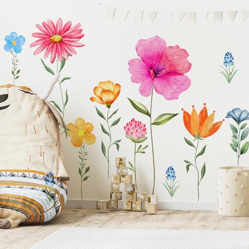 Vinilo Decorativo Flores Acuarela Grandes 30x90 cm miniatura 1