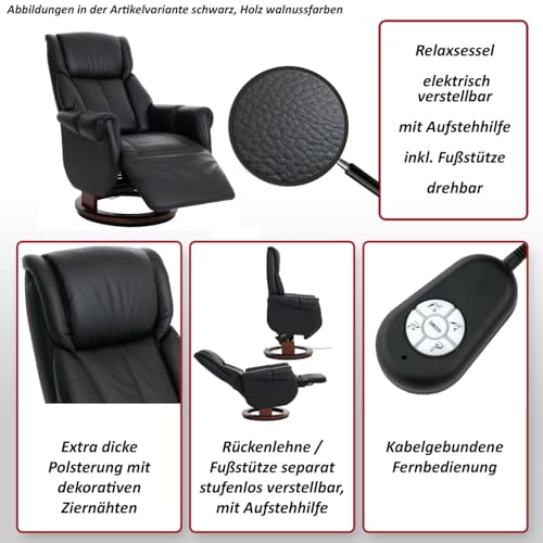 MCA Relaxsessel + Aufstehhilfe HWC-N58, Fernsehsessel Liegesessel Fußstütze Holz Leder - braun, Holz Natur – Bild 4