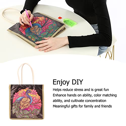 Pssopp DIY Tote Bag Canvas Tote Bag with Diamond Rhinestone Painting Canvas Shopping Bag for Shopping Daily Organization Rhinestone Diamond Art Handbag - Image 3