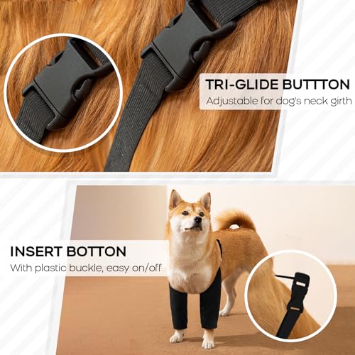 Image of ROZKITCH Dog Surgery Leg Sleeve for Front Legs, Pet Prevent Licking Wound Elbow Knee Protector, Dog Leg Sleeve to Stop Licking Cone Collar Alternative for Sprain ACL CCL Arthritis Black XL