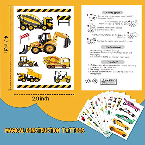 Partywind 110 Pcs Cars And Trucks Temporary Tattoos For Kids, Construction Tractor Themed Birthday Party Supplies Decorations For Boys, Construction Trucks Fake Tattoos Stickers For Toddlers - 12 Sheets #TOP5