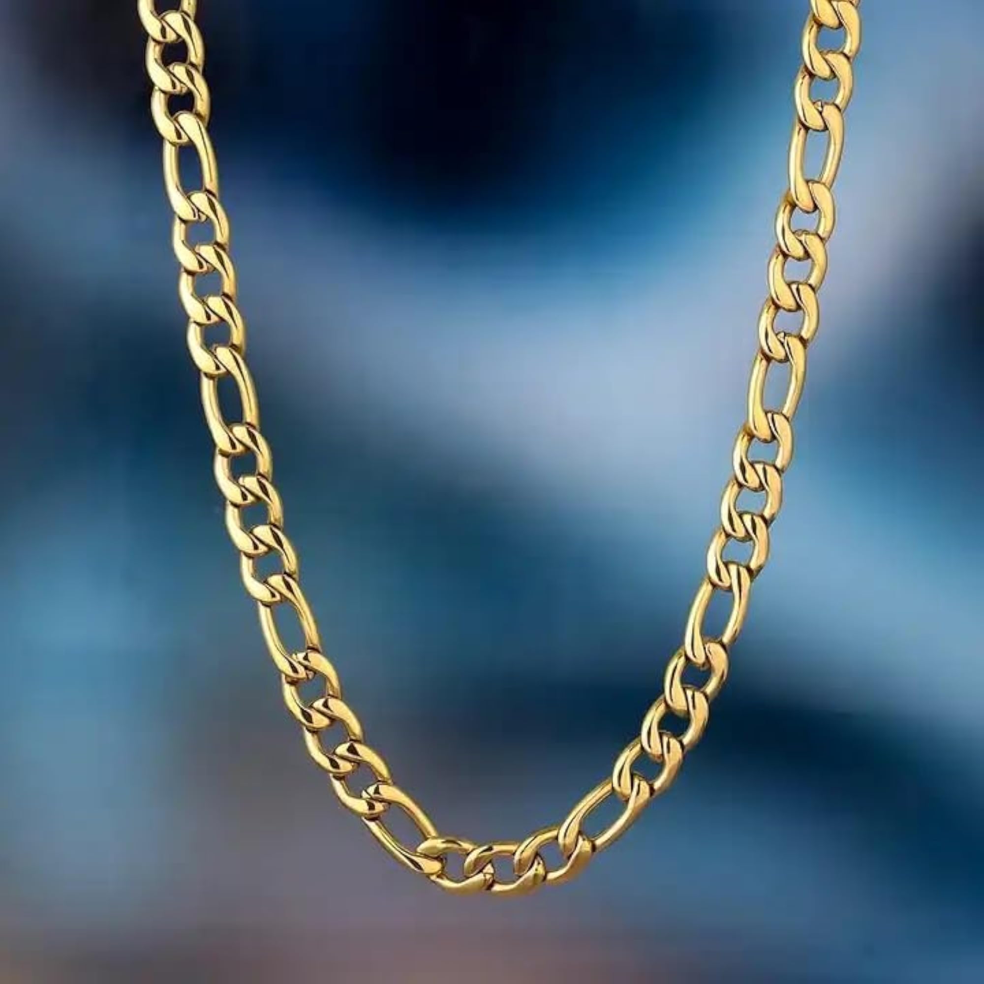 Stylish Long Stainless Steel Gold Chain Necklace for Men