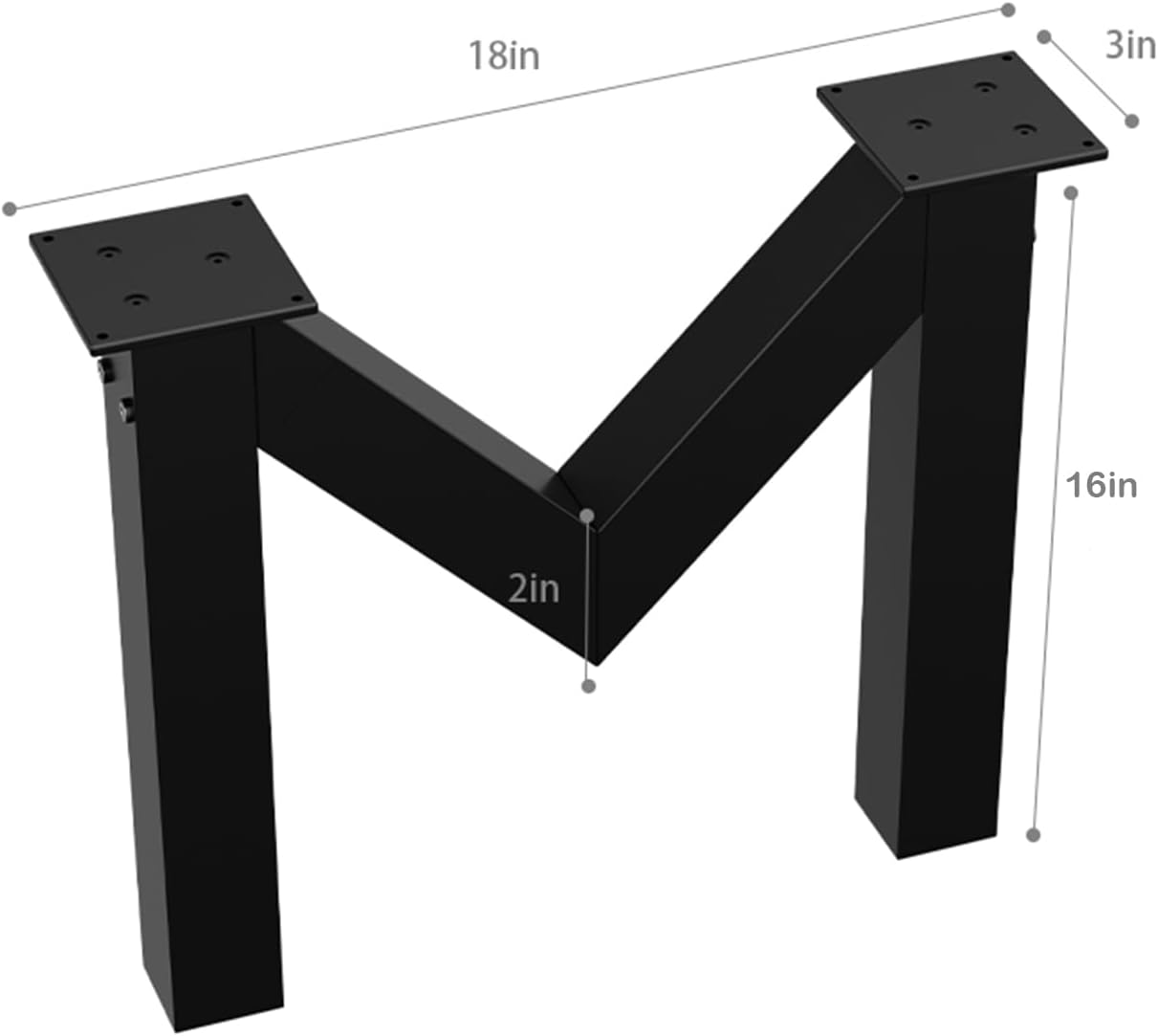 Orgerphy 16” Black M-Shape Metal Table Legs (2PCS)| Coffee Table Legs Heavy Duty Furniture Legs Bench Legs | Mid Century Modern Metal Legs for Coffee Table Furniture Bench Legs