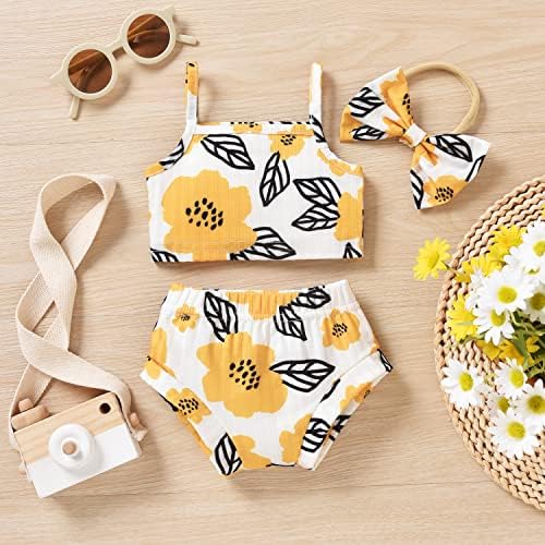 Preemie New child Child Woman Summer season Outfits Set Sleeveless Floral Camisole Tops Shorts Headband 3PCS Garments Go well with 7 51mbJP7TjDL. AC
