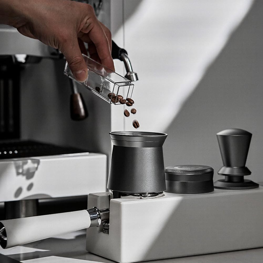 Ręczny dozownik kawy z kubkiem odbiorczym 58 mm do ekspresu do espresso, precyzyjne narzędzie dozujące ze stopu aluminium do domu i profesjonalistów, do warzenia baristów, kompaktowa i