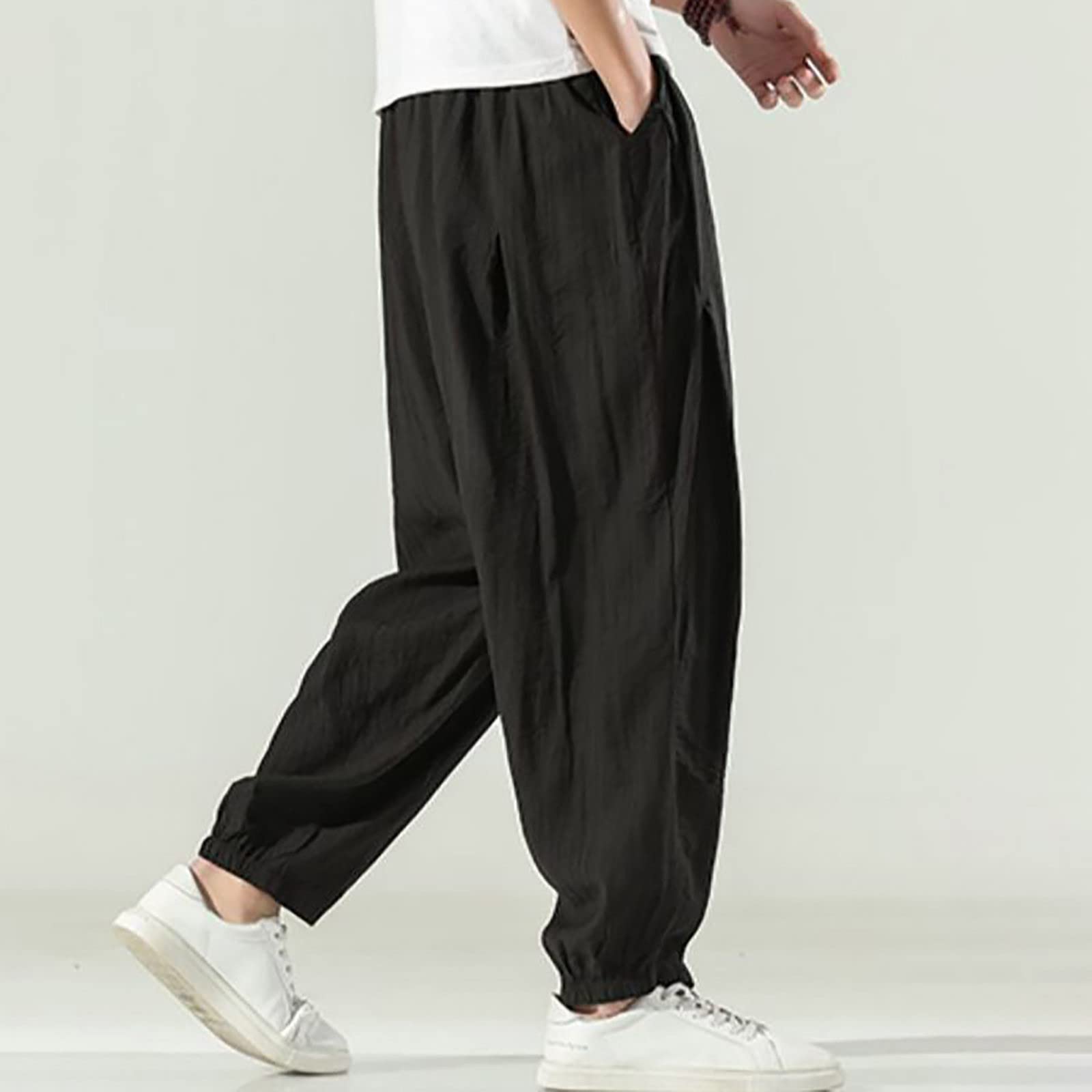 Pantalon sarouel baggy pour homme Goa - Style japonais - Pantalon de loisirs - Pantalon baggy chinois - Pantalon sarouel - Hippie Yoga Ballon Bloomer - Décontracté - Pantalon de course ample