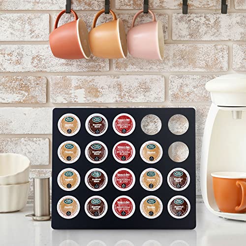 Mygift Modern Matte Black Metal Countertop Coffee Pod Holder Rack With Sleek Cutout Design, Tabletop Capsule Storage Organizer Stand, Compatible With K-Cups, Displays 20 Pods #TOP20