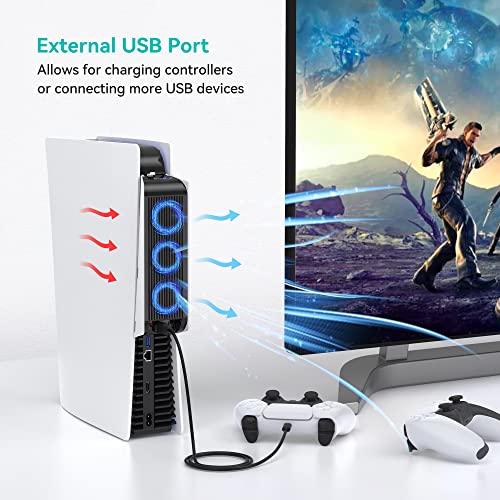 Cooling Accessories For Ps5, Kiwihome Horizontal Cooling Fan For Ps5, Upgraded Quiet Cooler Fan With Led Light And Usb3.0 Hubs, For Ps5 Disc And Digital Edition(White) #TOP3