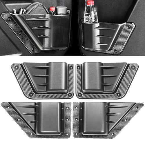 XWQZ 4PCS Front and Rear Door Storage Pockets Compatible for Ford Bronco Accessories 2025 Side Cup Holder Fit Bronco 4-Door 2021 2022 2023 2024 Interior Organizer Box Accessories 4PCS Black