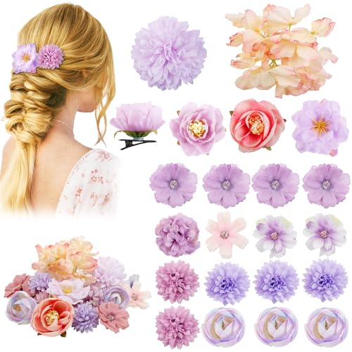 Set de 21 pinzas para el cabello con flores bohemias miniatura 1