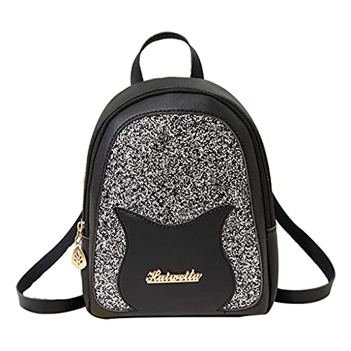XAGMODSHN Mochila pequeña para niña, a la moda, antirrobo, para mujer, Negro, 16cm*6cm*21cm