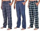 3 Pack: Mens Pajama Pants Lounge Fleece Buffalo Plaid Men PJ Bottoms Sleep Pockets Christmas...
