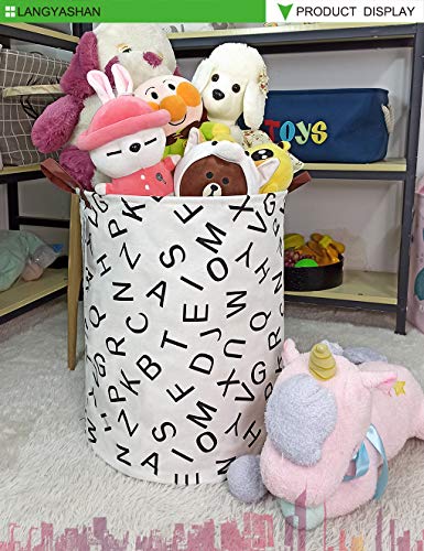 Image of Laundry Basket Canvas Fabric Collapsible Organizer Basket for Storage Bin Toy Bins Gift Baskets Bedroom Clothes Children Nursery Hamper (Alphabet)