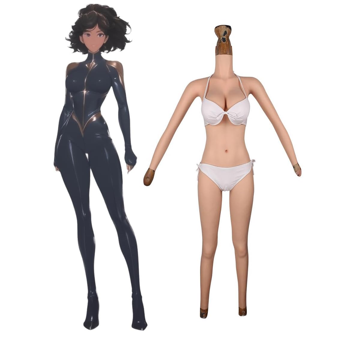 Silikonowe body na piersi i body do crossdressingu, realistyczny kostium feminizujący z zakryciem ramion i zakładką, proteza MTF Drag Cosplay dla mężczyzn