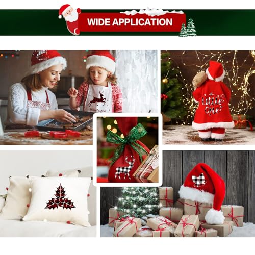 Image of HTVRONT Christmas HTV Vinyl Rolls Heat Transfer Vinyl - 12 inch x 8ft Buffalo Plaid HTV, Iron on Vinyl for T Shirt and Christmas Decorations (Red and Black Plaid)