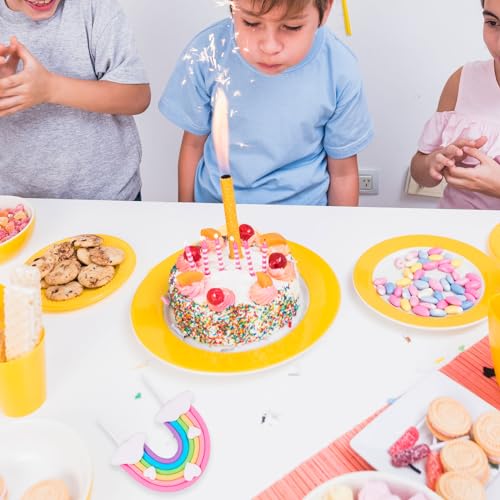 Mozeat Lens 573649_1_R3KCSX6L Rainbow Cake Topper, Cute Colorful Cloud And Heart Rainbow Cake Decoration Natural Sky Theme Party Decorations Soft Pottery Cake Decoration Supplies thumb #4